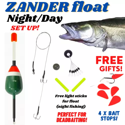 ZANDER NIGHT FLOAT KIT - Float/Rig/Lead/Stops - NIGHT FISHING for Zander!  £6.29 - PicClick UK