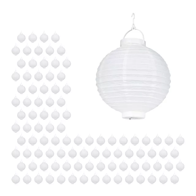 Lanterne LED bianche Set da 100 pz. paralume in carta 20 cm rotondo set di luci