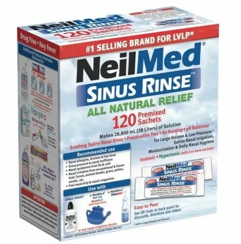 NeilMed SINUS RINSE - 120 Premixed All Natural Sachets -**FREE FAST DELIVERY**