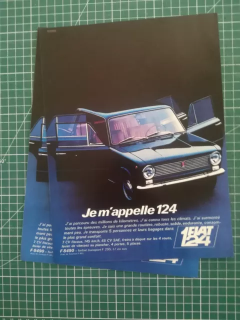 845 beautiful OLD ADVERTISEMENT circa 1970 Fiat 124 blue