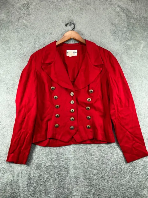 Danny & Nicole Blazer Jacket Womens 12 Red Button Closure Work Coat Ladies