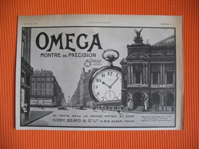 Publicite De Presse Omega Montre De Precision Horlogerie Opera Garnier Ad 1920