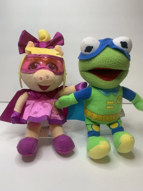 Disney Jr Muppet Babies Super Fabulous Miss Piggy & Froginizer Kermit 9" Plush