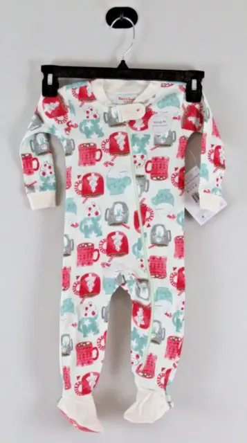 Baby Footed Holiday Pajamas Size 6-9M BURT'S BEES Honeydew Multi NWT