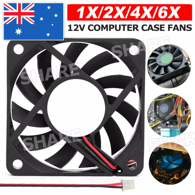 2X 80x80x10mm DC 12V Brushless Silent Computer PC Case Cooling Cooler Fans Black