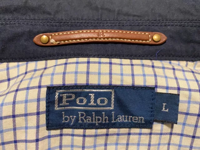 Polo Ralph Lauren Full Zip Snap Lambskin Detailed Trim Men's Field Jacket Size L 3
