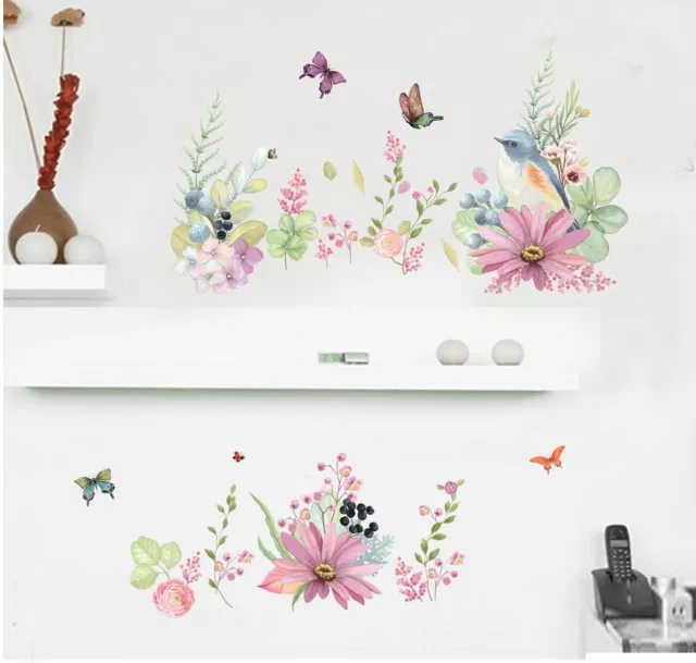 Flower Birds Butterflies Removable Kids Baby Wall Decal Vinyl Stickers Art Decor