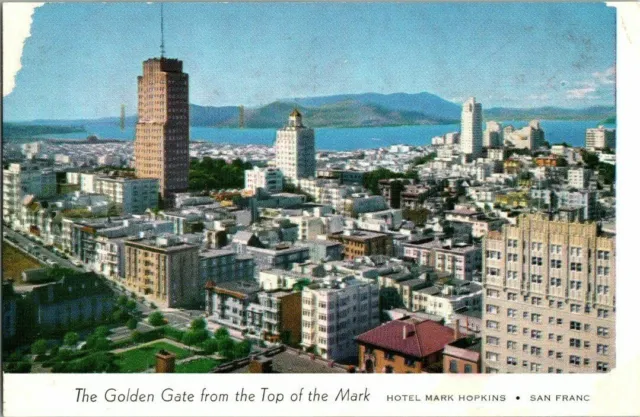 San Francisco CA-California Aerial View From Top Of The Mark Vintage Postcard