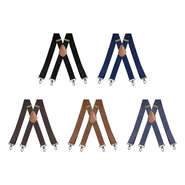 Suspenders for Men Elastic Straps Adjustable Womens Heavy Duty 4 Clips Brace