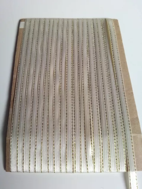 5M 6mm Thin Cream Gold Edged Satin Ribbon Trim Card Making Scrapbooking Christma