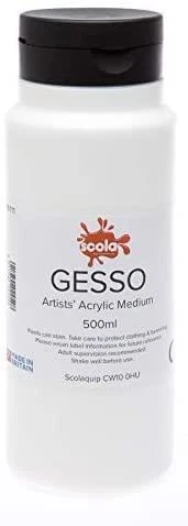 SCOLE 500 ml Gesso Artists imprimación de superficie media acrílico | base de textura cremosa