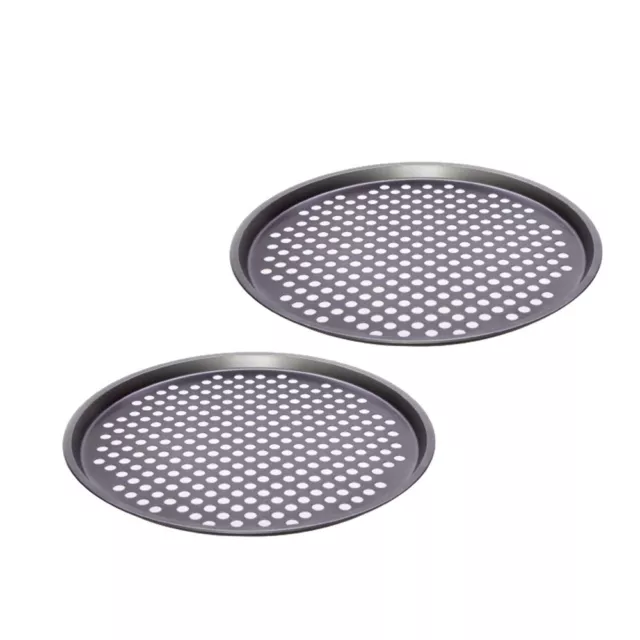 2 x Pizza Tray Large Non-Stick Baking Pan 13'' Carbon Steel Fridge Dishwasher