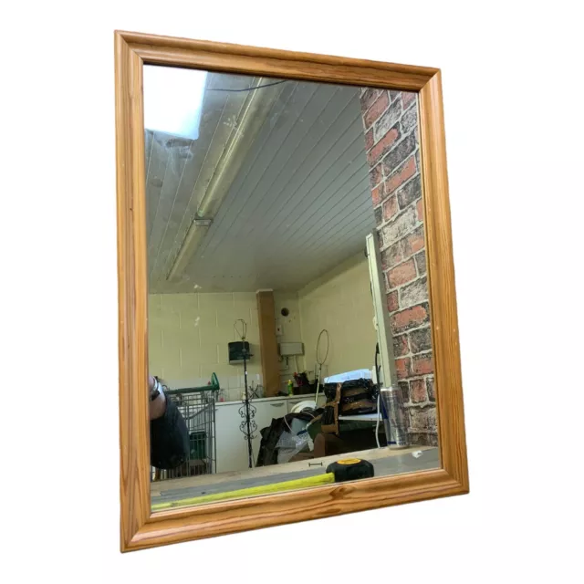 Lovely Vintage Solid Pine Framed Wall Mirror - 62cm X 47cm