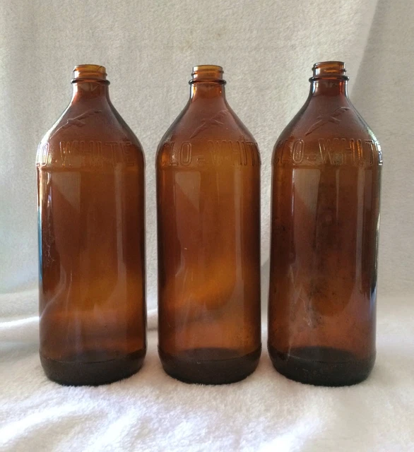 VINTAGE CLOWHITE BLEACH Brown Duraglas Glass Bottles (Set Of Three