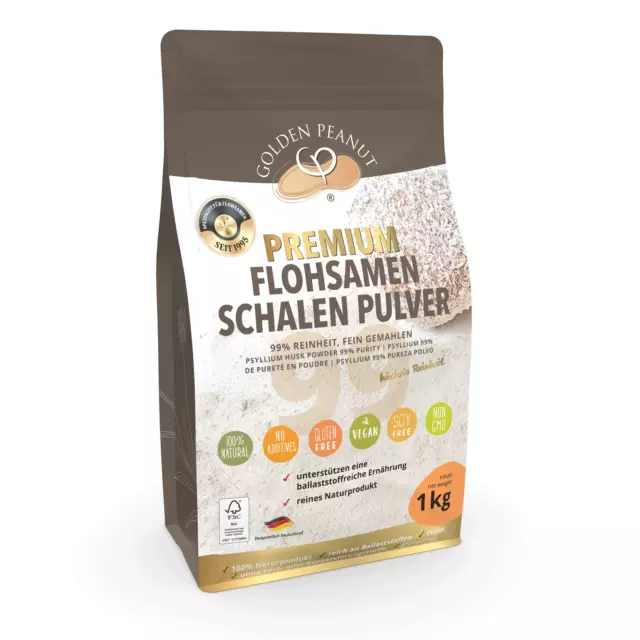 Indische Flohsamenschalen Pulver 1 kg Psyllium gemahlen 99% Reinheit extra hell