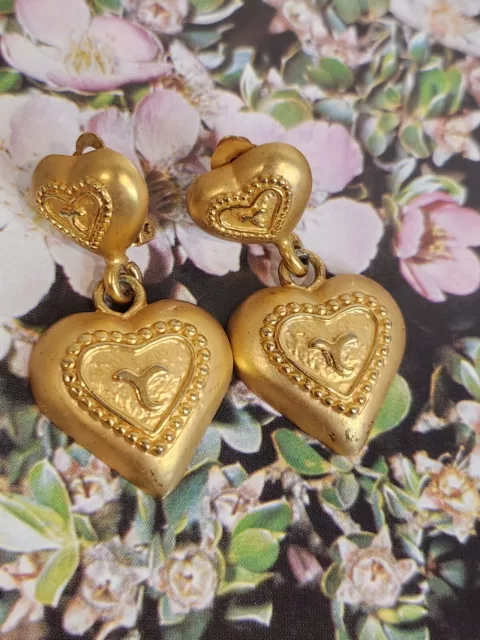 Gold Coloured Love Heart Hoop Earrings 6.5cm width