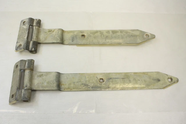 Vintage Large Heavy Metal Door Hinge Gate Freezer Industrial Pair