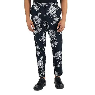 INC International Concepts Mens Slim Fit Floral Suit Pants Black 33 Reg