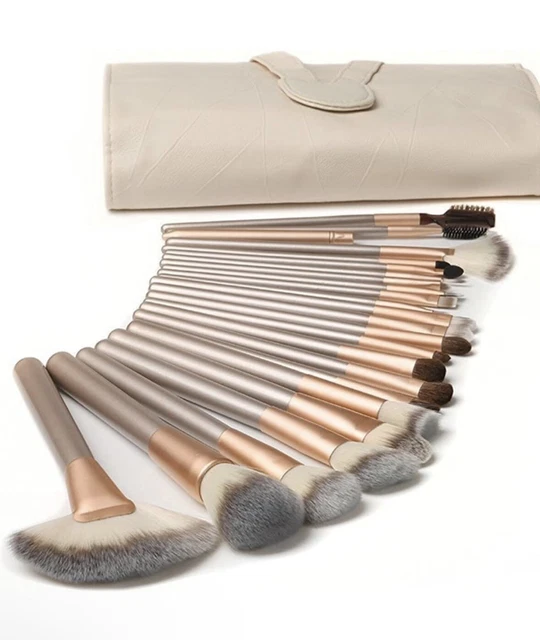 18 Pezzi Pennelli Trucco Set Di Pennelli Trucco Con Custodia Da Viaggio Manico i