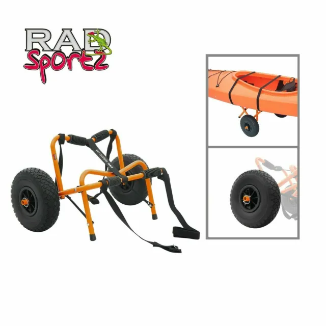 RAD Sportz Kayak Trolley Pro Premium Kayak Cart Airless Tires 150 LB Cap Orange
