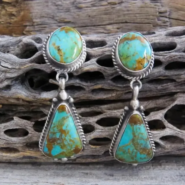 925 Silver Turquoise Ear Hook Women Earrings Wedding Dangle Drop Jewelry A Pair