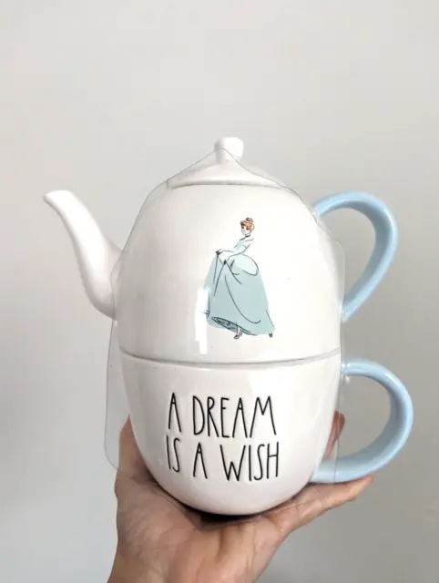 RAE DUNN Disney Princess Cinderella Teapot Mug Set A DREAM IS A WISH New