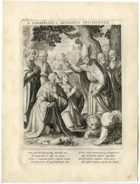 Antique Master Print-SAINT CORBINIANUS-DUKE GRIMOALD-BEAR-Kager-Sadeler-1615