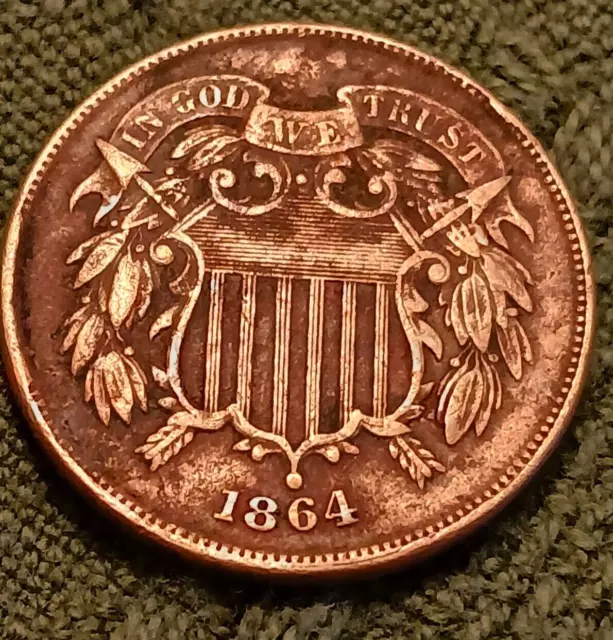 1864 Two Cent Piece! VERY FINE DETAILS