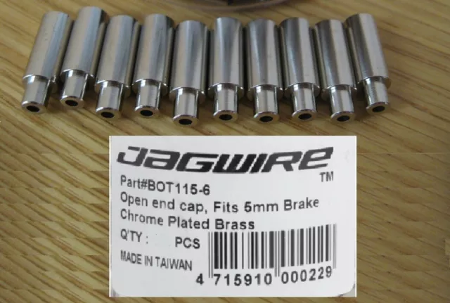 10 x Jagwire End caps Open 5mm Brake (4mm Road cable stops) Chrome brass