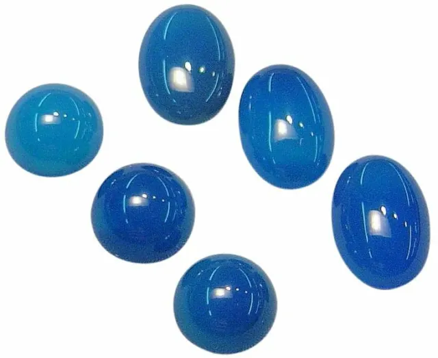 Natural Extra Fine Blue Onyx - Round & Oval Cabochon - Brazil - AAA+ Grade