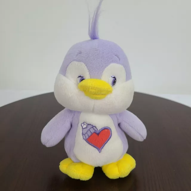 Care Bears Cousin Cozy Heart Penguin Plush  7" Purple Heart Tummy Stuffed Toy
