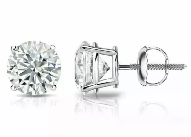 4Ct Round Cut FL/D Lab Created Diamond Women's Stud Earring 14K White Gold Over
