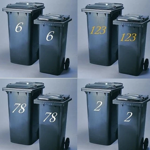 Wheelie Bin Number Vinyl Sticker AVAILABLE IN 19 COLOURS MATT GLOSS !!! FREE P&P