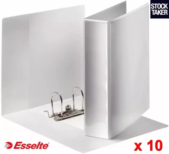 10-Pack Esselte A4 Presentation Lever Arch File Folder 75mm White Maxi Panorama