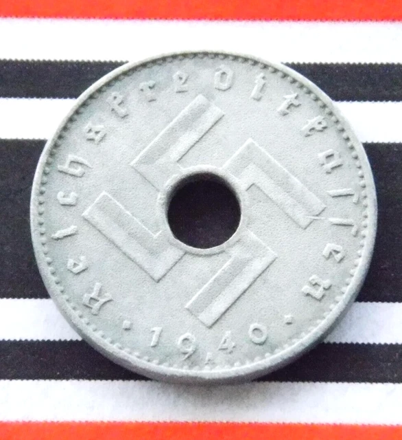 GERMAN Coin 10 PFENNIG 1940 A REICHSKREDITKASSEN Military SWASTIKA 3rd WW2 +RARE