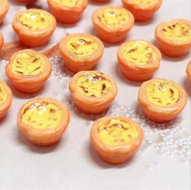 100Pcs Dollhouse Miniature Egg Tart Cake Tiny Food for Pretend Food Kitchen Toys