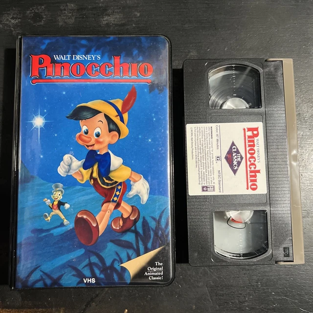 Walt Disney Pinocchio Vhs Black Diamond Black Puffy Clamshell Rare St