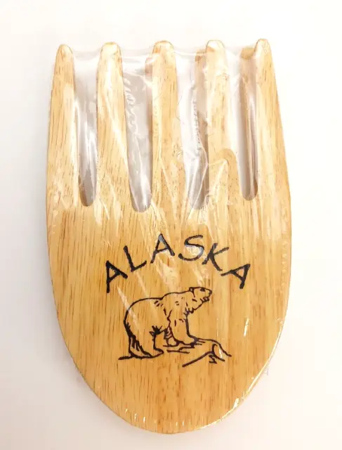 Alaska Wooden Bear Claw Salad Paws - Pasta & Salad Server Tongs NEW SEALED