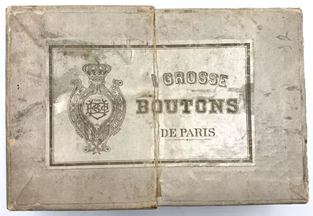 1 Grosse Bouton De Paris Button Box Antique Sewing Storage Container Vintage
