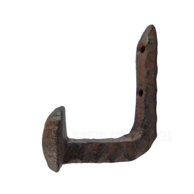 Cast Iron Bent Railroad Spike Wall Hook Hammer Forged Industrial Towel Hanger