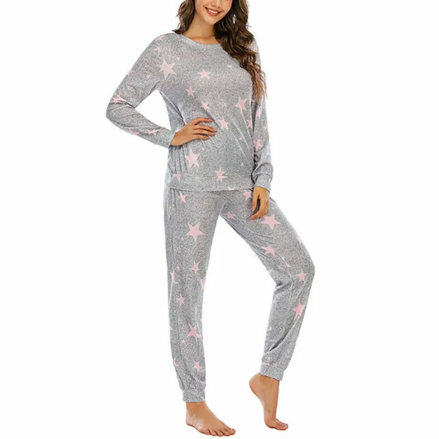 Ladies Homewear Pyjamas PJ Set Women's Long Sleeve Top Nightwear LoungeWear Set