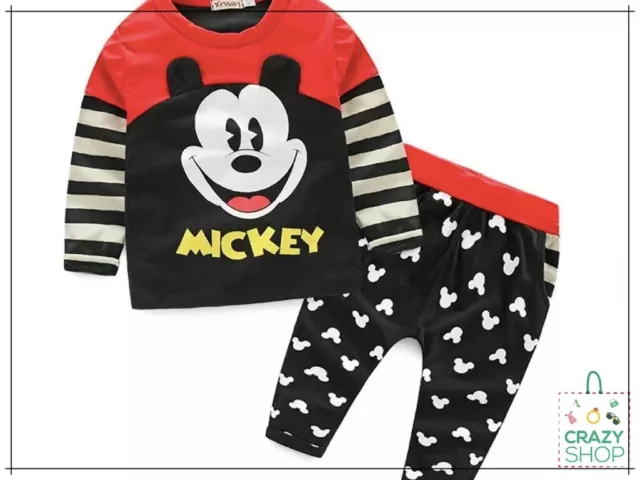 Tuta Mickey Mouse  Topolino  Set Due Pezzi  Kids Abbigliamento Per Bambini Pois
