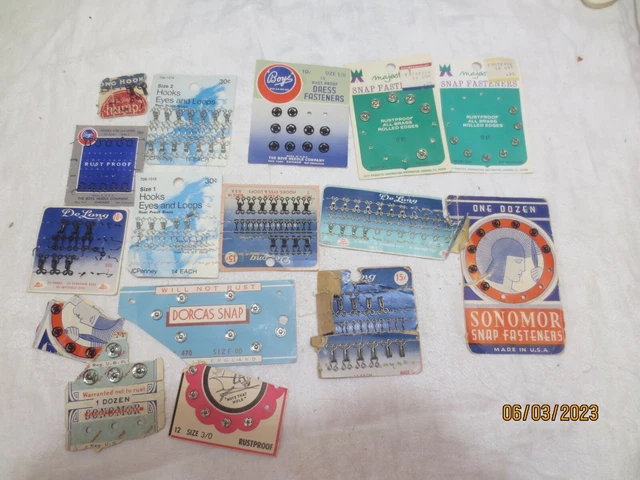 Lote de colección de bucles y broches de gancho y ojos surtido tallas-colores Sonomor JCP Boyes UK Ma