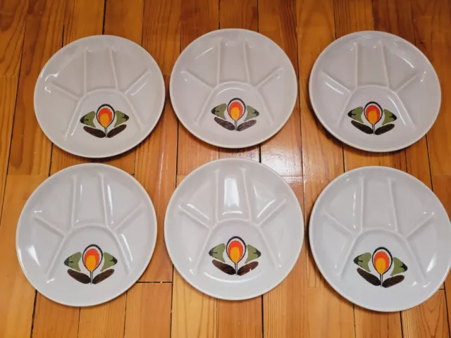 Lot 6 Assiettes A Fondue Faience De Saint Amand Louisiane Vintage 70'