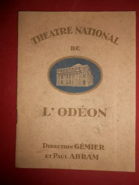 Ancien programme brochure Théatre national de L'Odéon direction Gémier