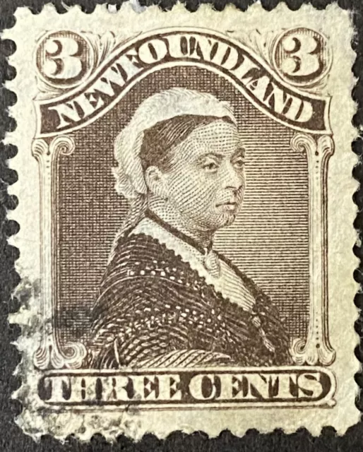 1887 #51 Newfoundland, Queen Victoria Umber Brown 3 Cent Stamp, F-VF Used