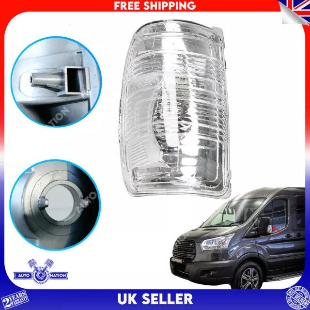 For Ford Transit Mk8 Left Side N/S Wing Mirror Indicator Lens Clear 2014-2020