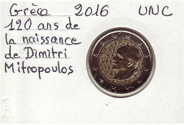 GRECE 2016, 2 Euro DIMITRI MITROPOULOS / 2 € Commémorative UNC sous étui carton