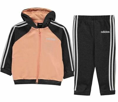 adidas 3 Stripe Full Zip Hooded Tracksuit Girls - Pink Age 18-24 Months *REF135