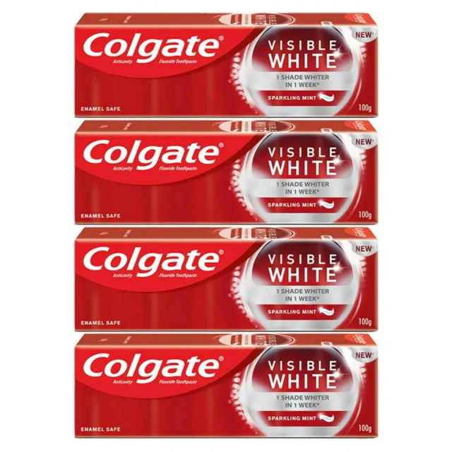 Pasta de dientes Colgate visible blanca brillante como nueva 1 tono más blanca en 1 semana 4x100 gm